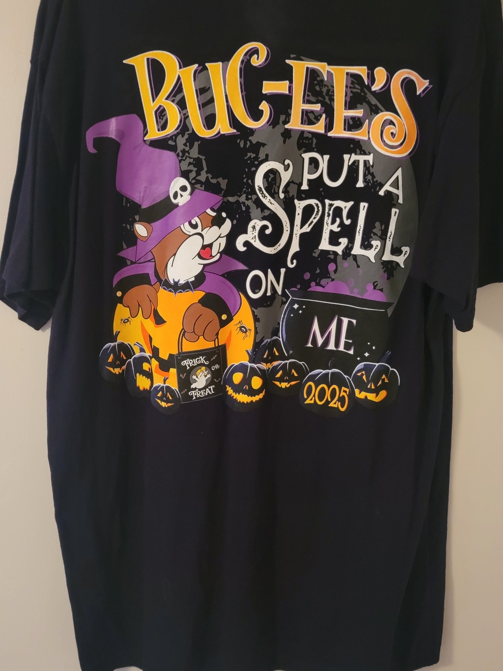 Bug-Ee's Halloween Short Sleeve Graphic Tee - Black Purple & Orange XL Glw N Drk
